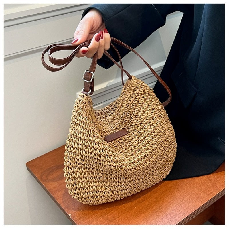 Casual Summer Shoulder Straw Bag-Everyone's Marketplace