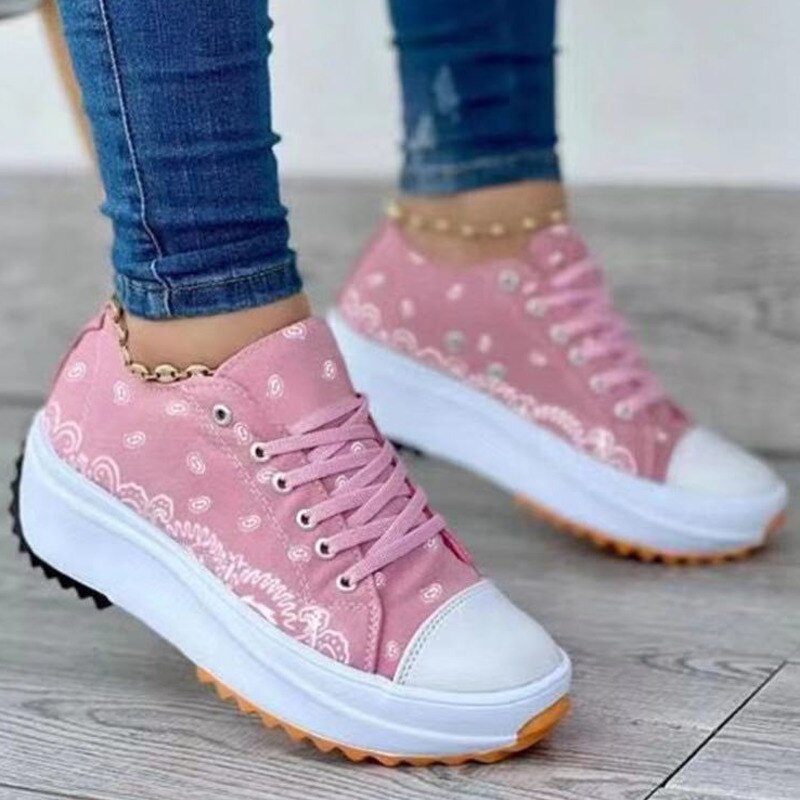 2022 Pattern Canvas Women Sneakers Casual Sport Shoes-Everyone's Marketplace