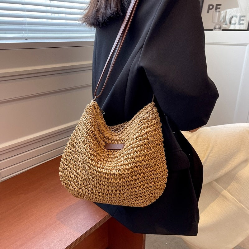 Casual Summer Shoulder Straw Bag-Everyone's Marketplace