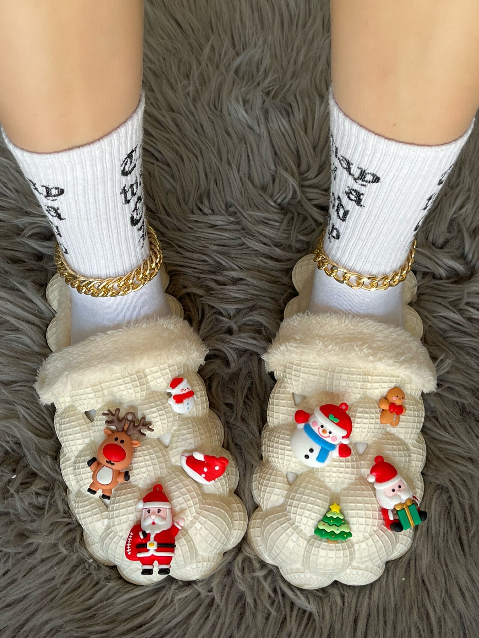 Funny DIY Bubble Slippers Furry House Slides for Chirstmas-Everyone's Marketplace