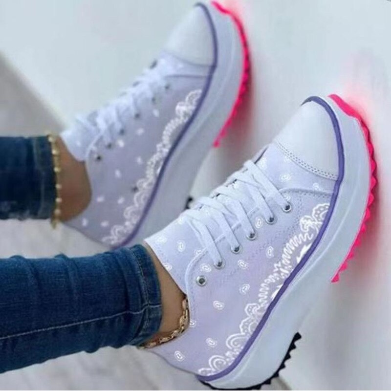 2022 Pattern Canvas Women Sneakers Casual Sport Shoes-Everyone's Marketplace