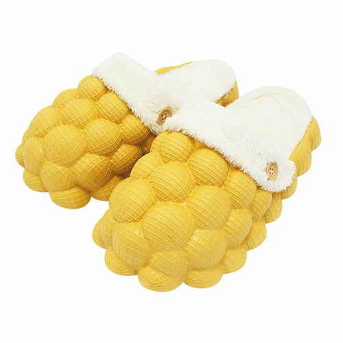 Non-slip Warm Cotton Bubble Home Slides Yellow/Pink/Black/Blue/Beige-Everyone's Marketplace
