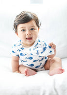 Smart Short Sleeve Baby Bodysuit + Bib - Blue Whale-Everyone's Marketplace