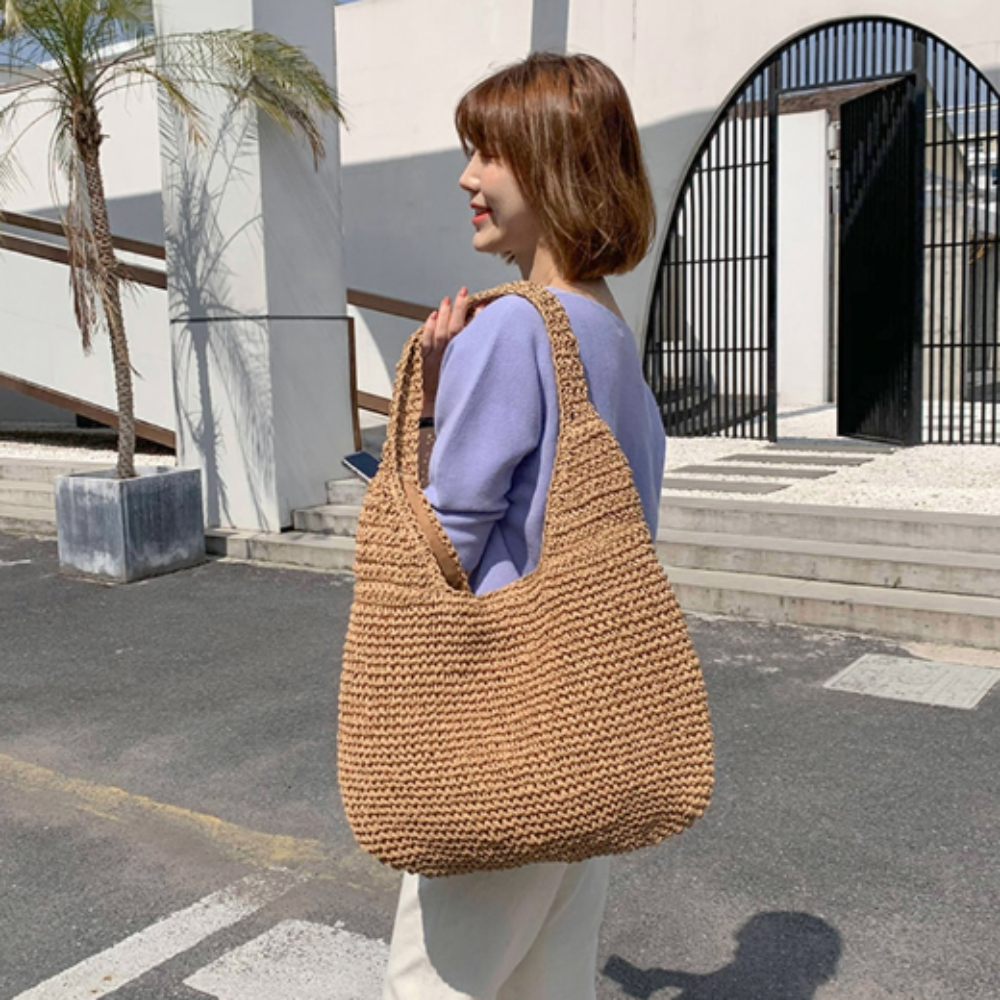 Summer Shoulder Straw Tote-Everyone's Marketplace