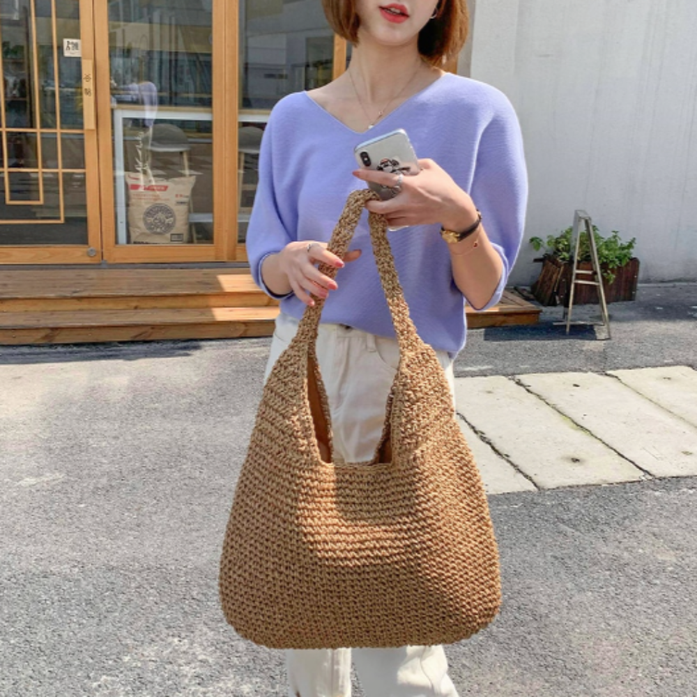 Summer Shoulder Straw Tote-Everyone's Marketplace