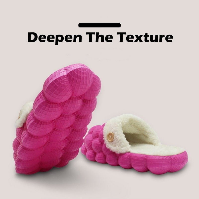 Non-slip Warm Cotton Bubble Home Slides Yellow/Pink/Black/Blue/Beige-Everyone's Marketplace