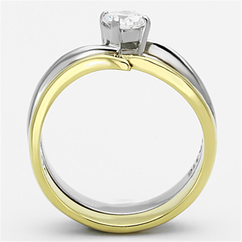 TK1092 - Two-Tone IP Gold (Ion Plating) Stainless Steel Ring with AAA-Everyone's Marketplace