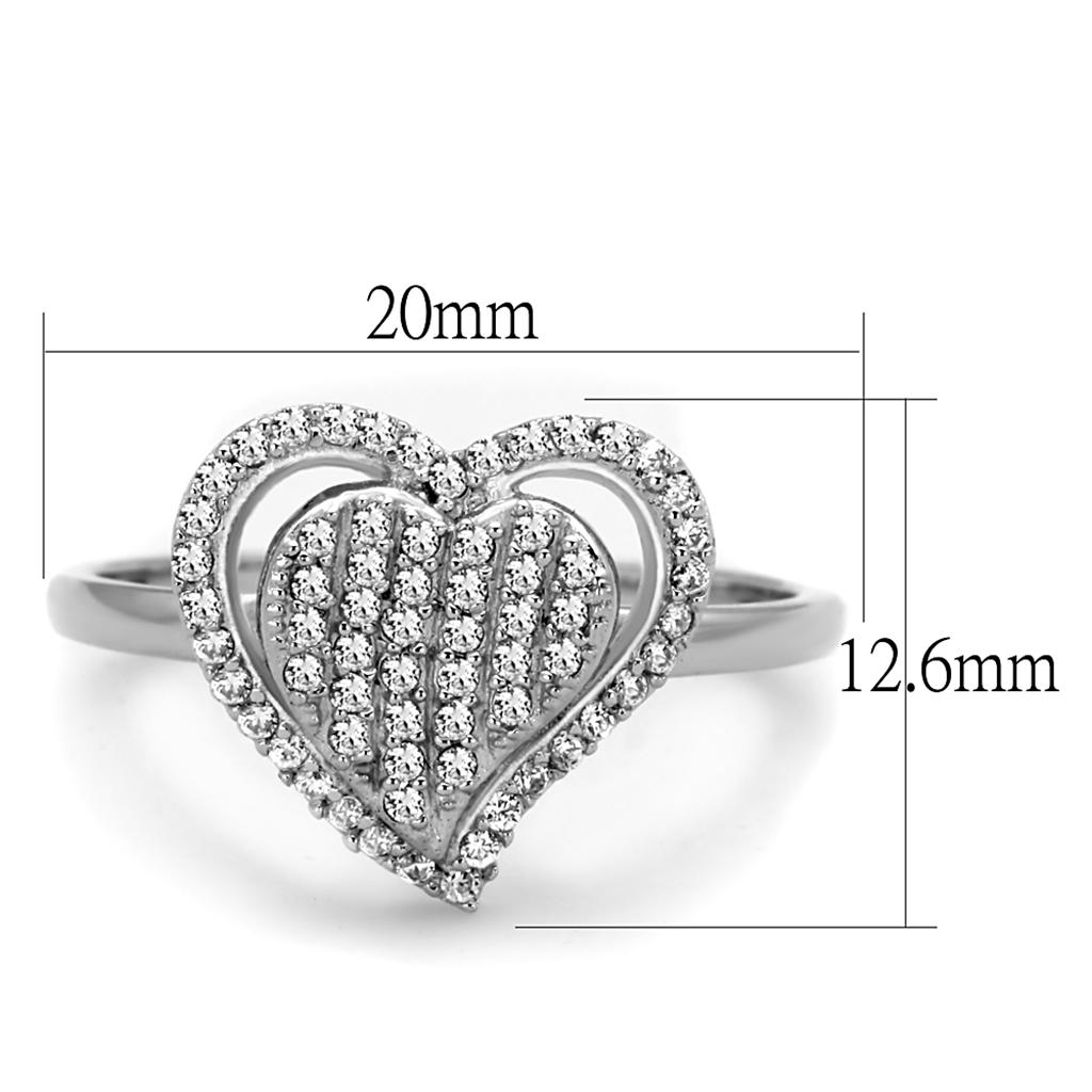 TS192 - Rhodium 925 Sterling Silver Ring with AAA Grade CZ in Clear-Everyone's Marketplace