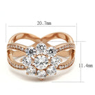 TS586 - Rose Gold 925 Sterling Silver Ring with AAA Grade CZ in Clear-Everyone's Marketplace