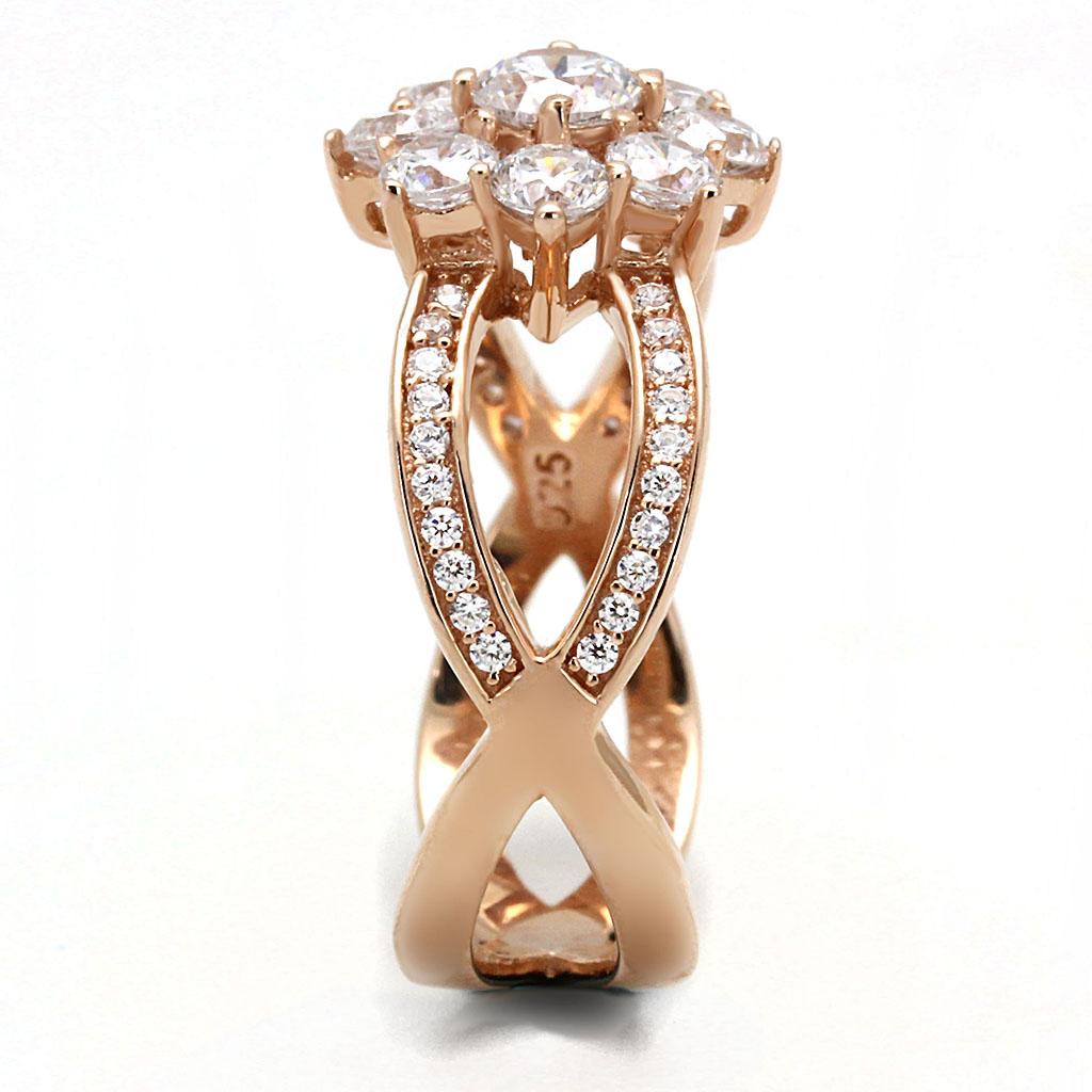 TS586 - Rose Gold 925 Sterling Silver Ring with AAA Grade CZ in Clear-Everyone's Marketplace
