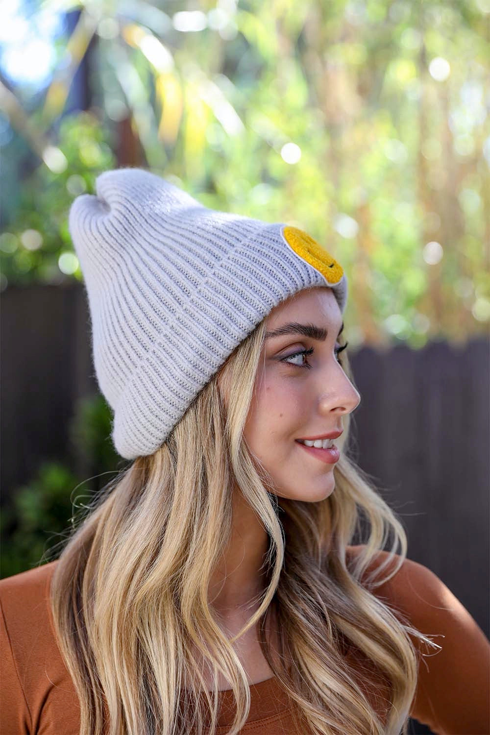 Smiley Face Ribbed Beanie 🙂-Everyone's Marketplace