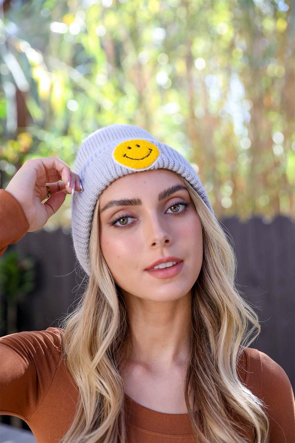 Smiley Face Ribbed Beanie 🙂-Everyone's Marketplace