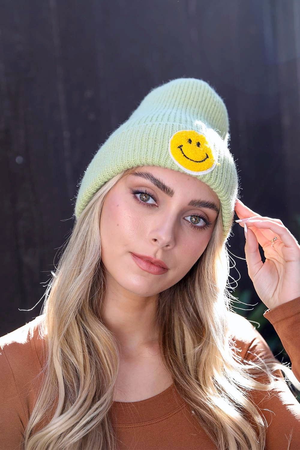 Smiley Face Ribbed Beanie 🙂-Everyone's Marketplace