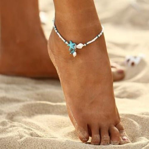 Beach Beaded Starfish Anklet Ankle Bracelet-Everyone's Marketplace
