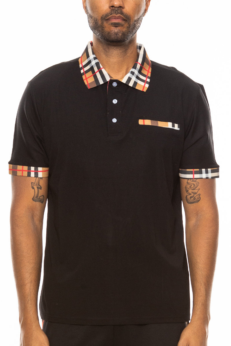 Checkered Detail Polo-Everyone's Marketplace