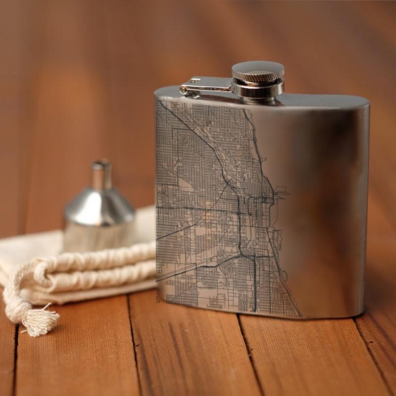 Chicago - Illinois Map Hip Flask-Everyone's Marketplace