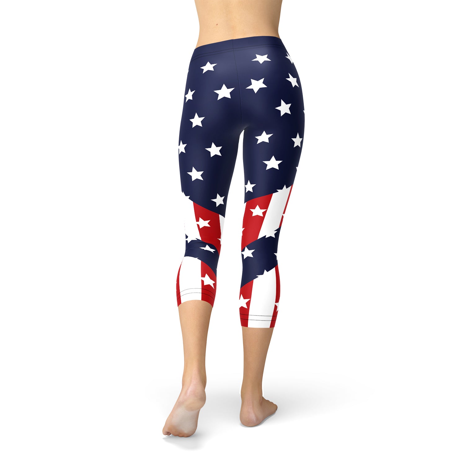 Womens American Flag Capri Leggings-Everyone's Marketplace