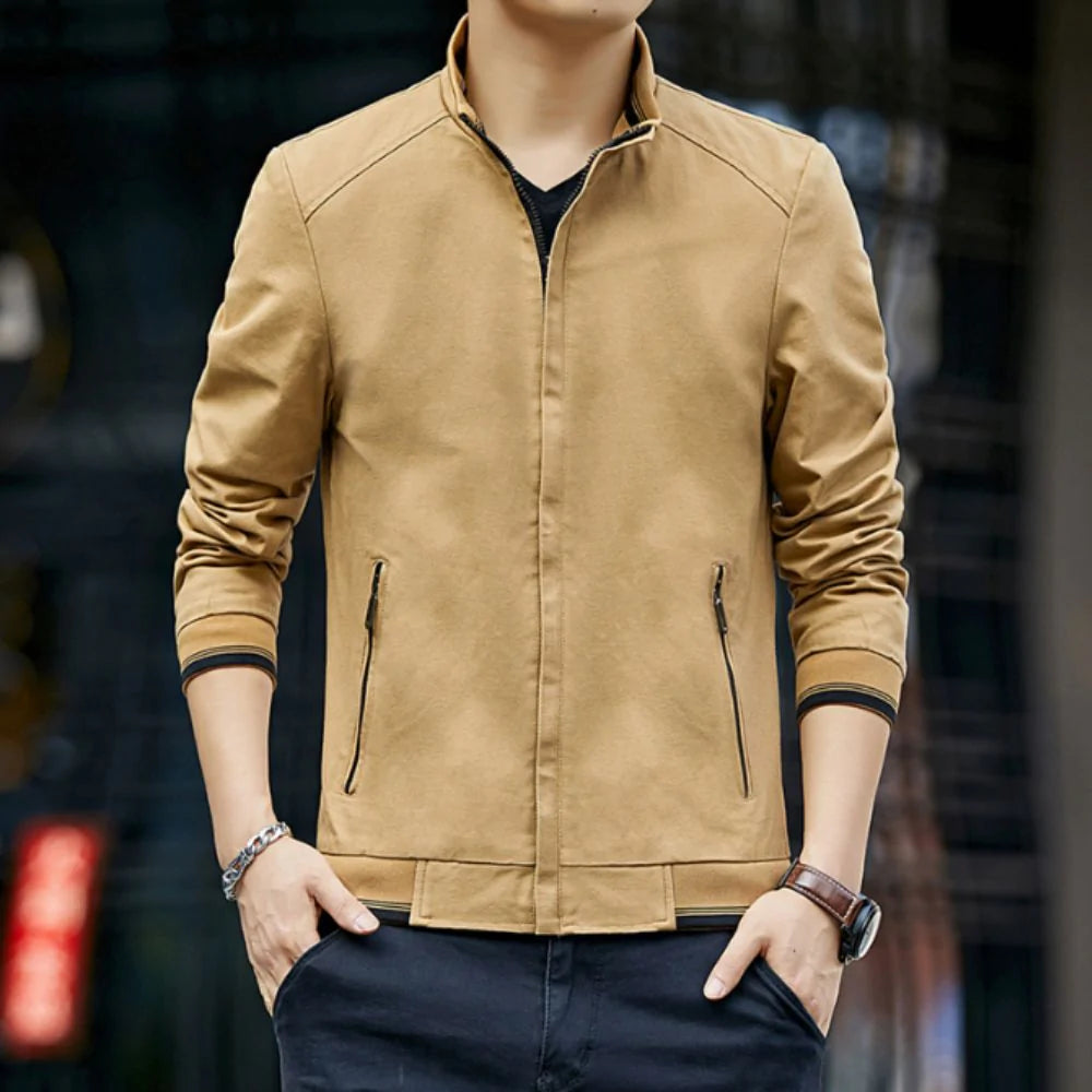 Mens Stand Collar Zipped Up Jacket-Everyone's Marketplace