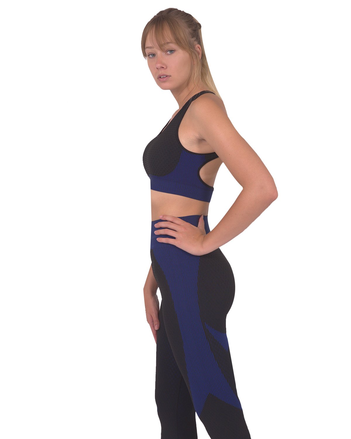 Trois Seamless Sports Bra - Black with Navy-Everyone's Marketplace