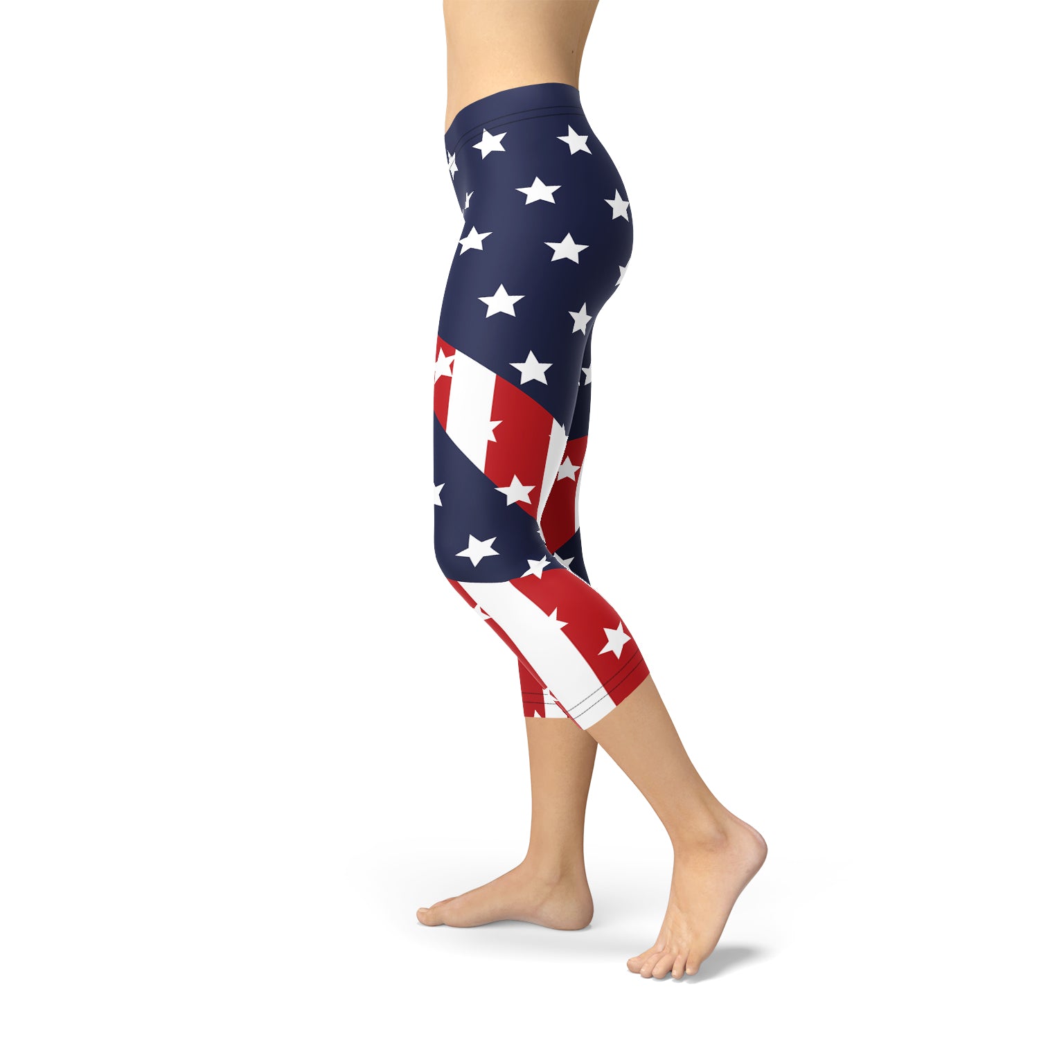 Womens American Flag Capri Leggings-Everyone's Marketplace