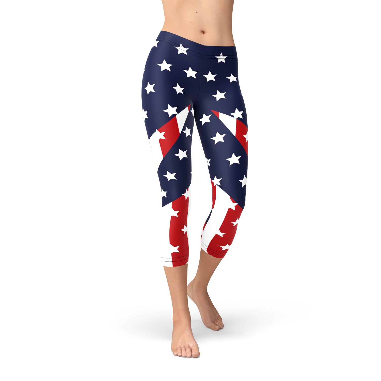 Womens American Flag Capri Leggings-Everyone's Marketplace