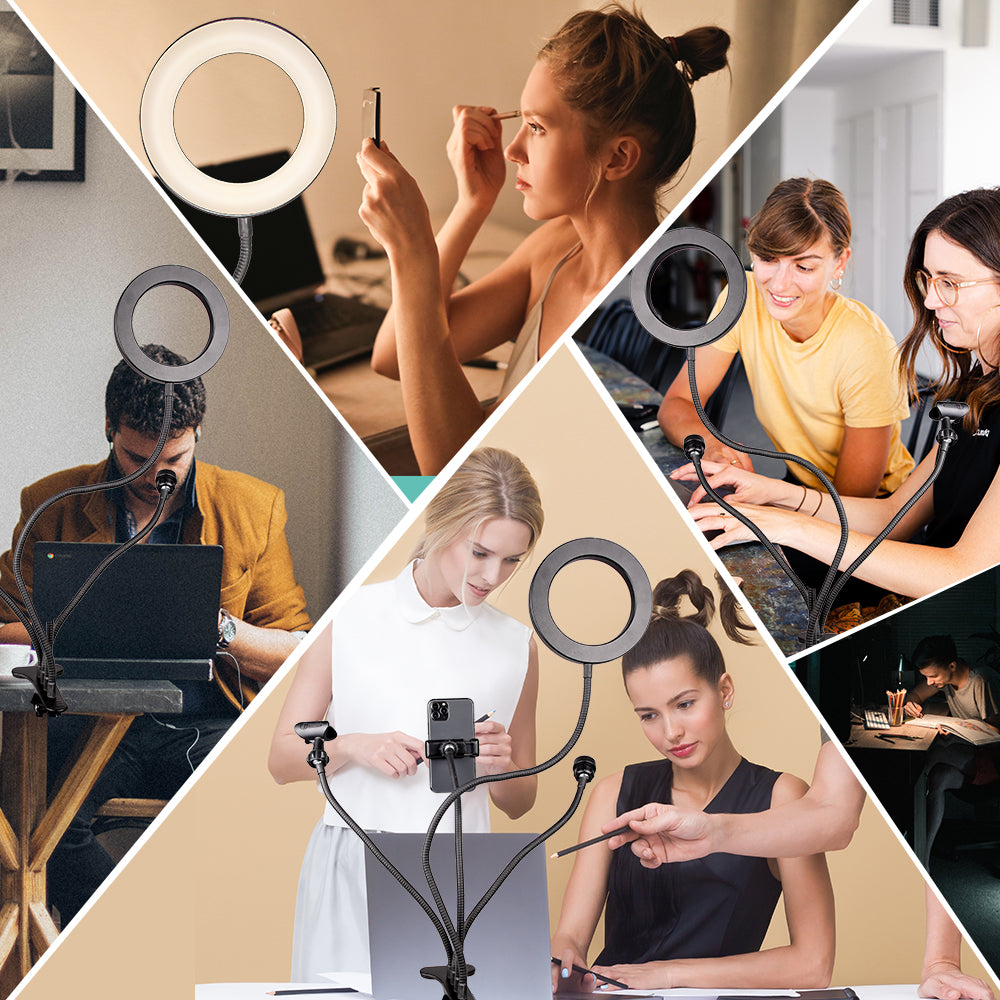 6" 4 in 1 Desktop Clip Light Set Selfie Ring Light-Everyone's Marketplace
