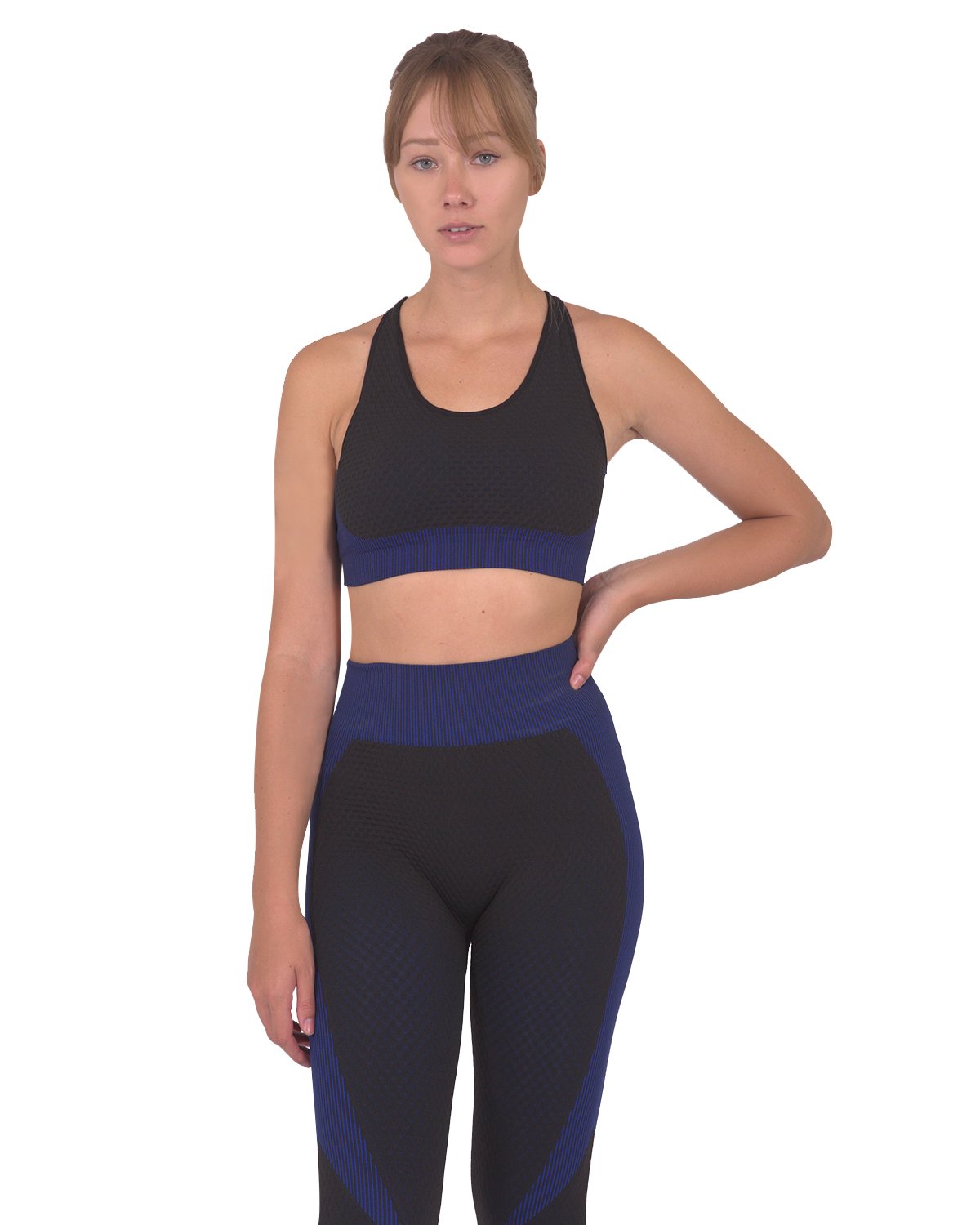 Trois Seamless Sports Bra - Black with Navy-Everyone's Marketplace