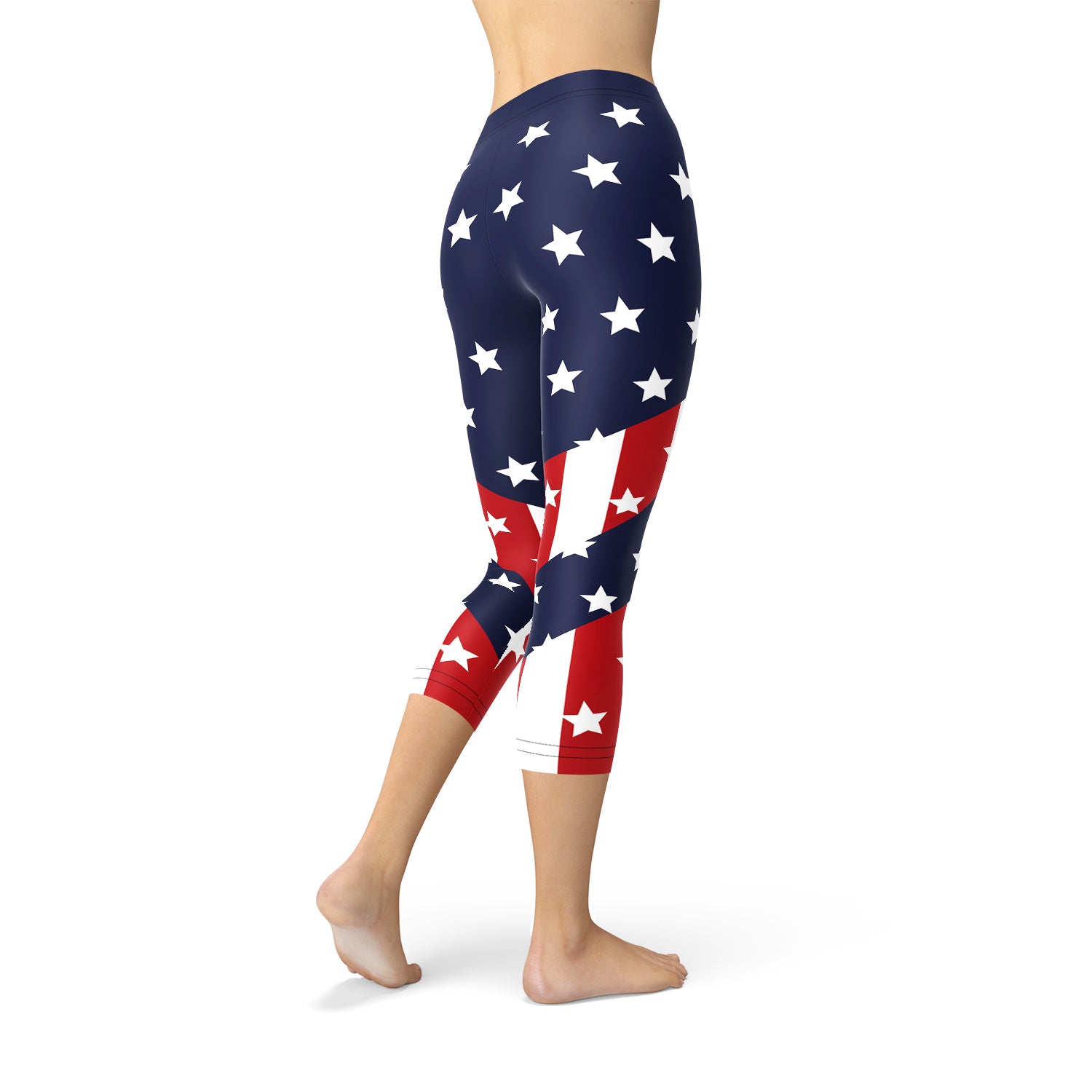 Womens American Flag Capri Leggings-Everyone's Marketplace
