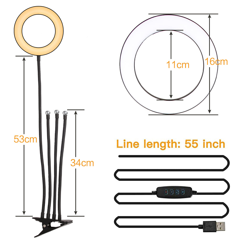 6" 4 in 1 Desktop Clip Light Set Selfie Ring Light-Everyone's Marketplace