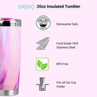 DRINCO® 20oz Insulated Tumbler w/Spill Proof Lid, 2 Straws (Galaxy)-Everyone's Marketplace
