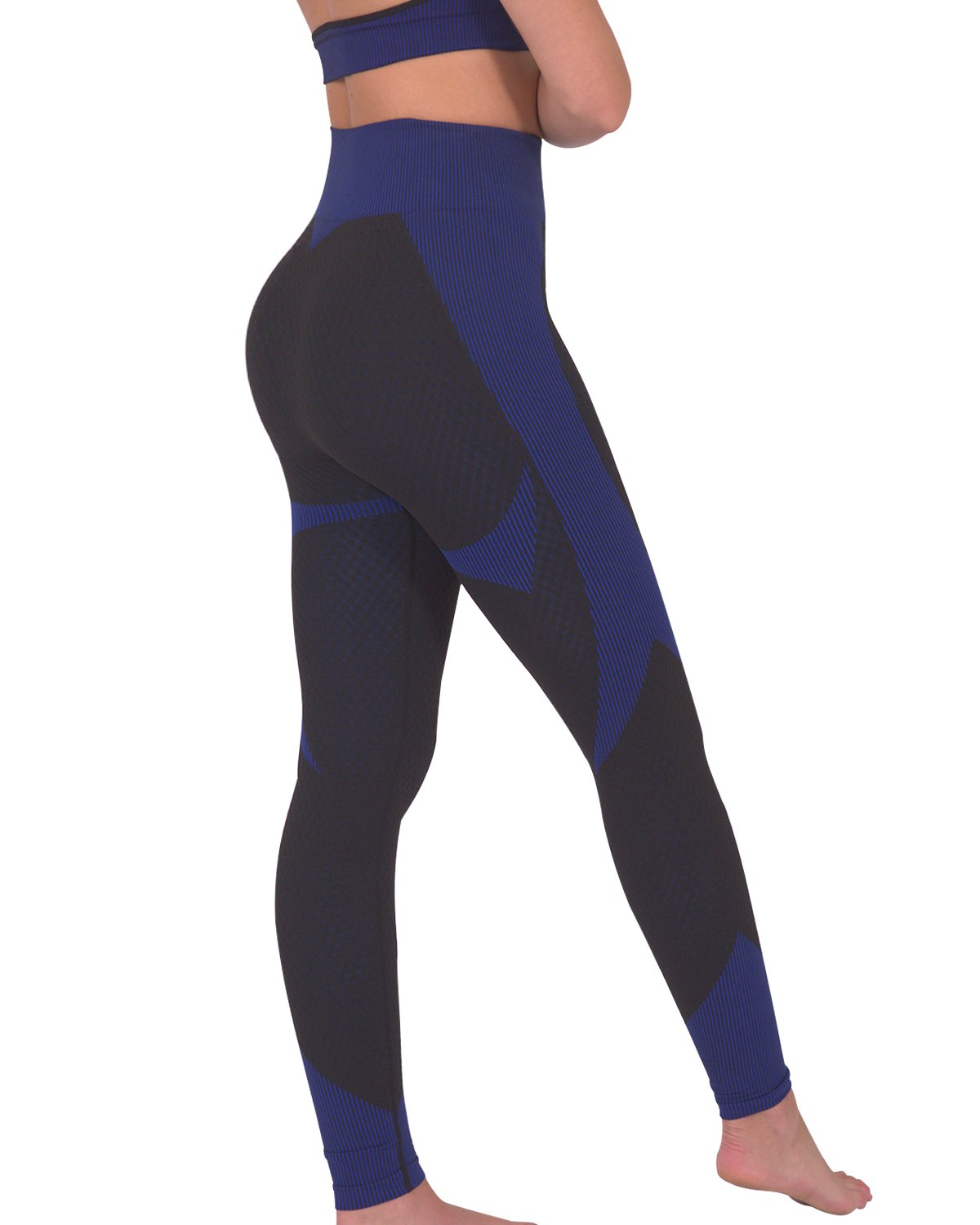 Trois Seamless Legging - Black with Navy-Everyone's Marketplace