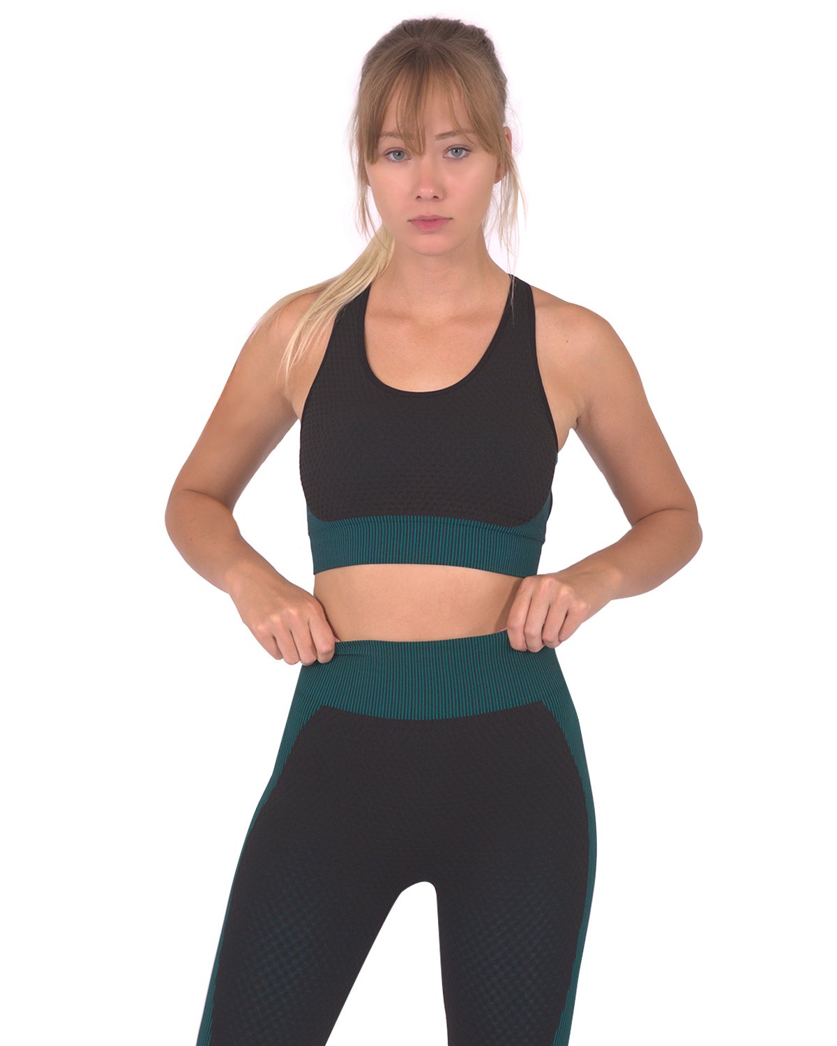 Trois Seamless Sports Bra - Black with Blue-Everyone's Marketplace