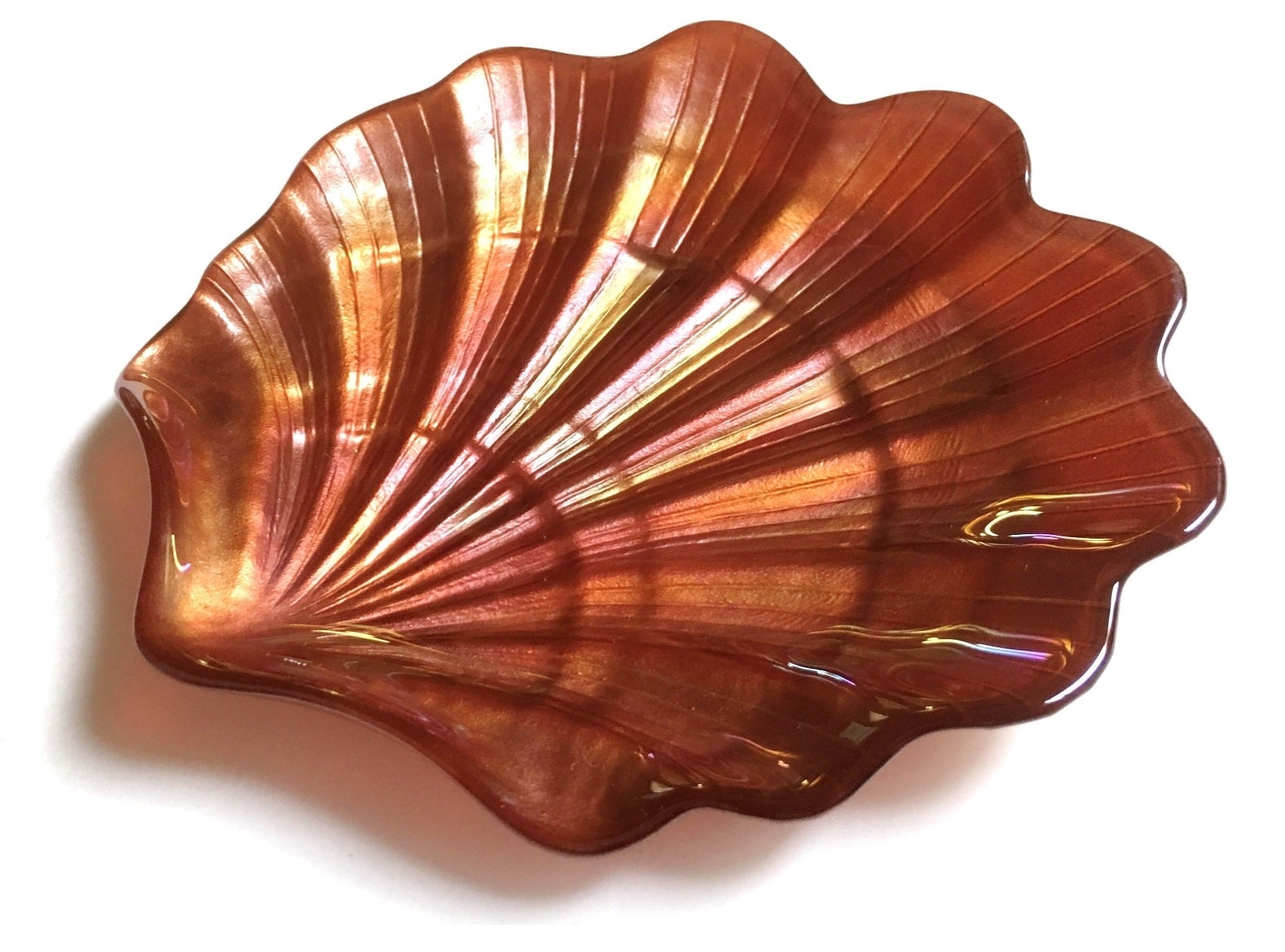 Scallop Shell Copper Glass Canapé Plate-Everyone's Marketplace