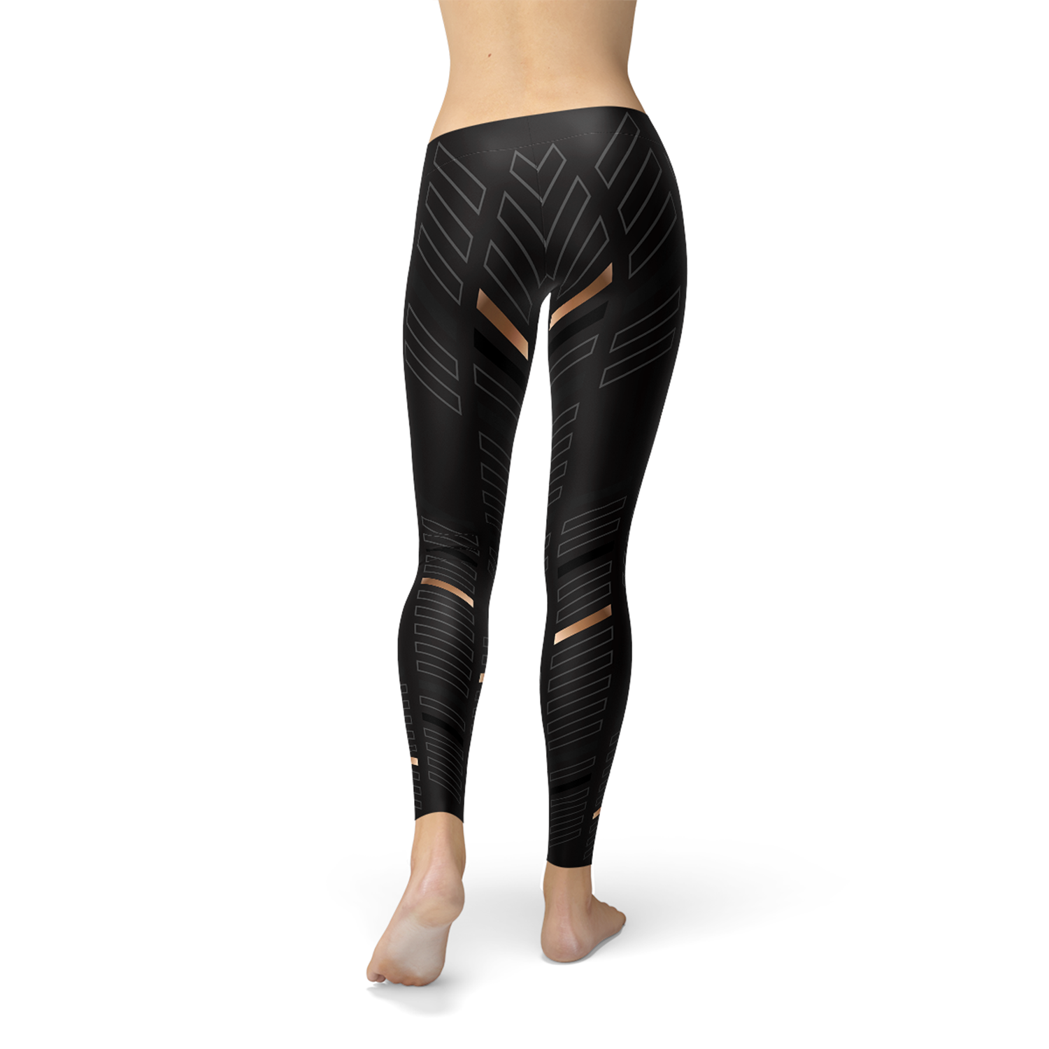 Womens Sports Stripes Black Leggings-Everyone's Marketplace