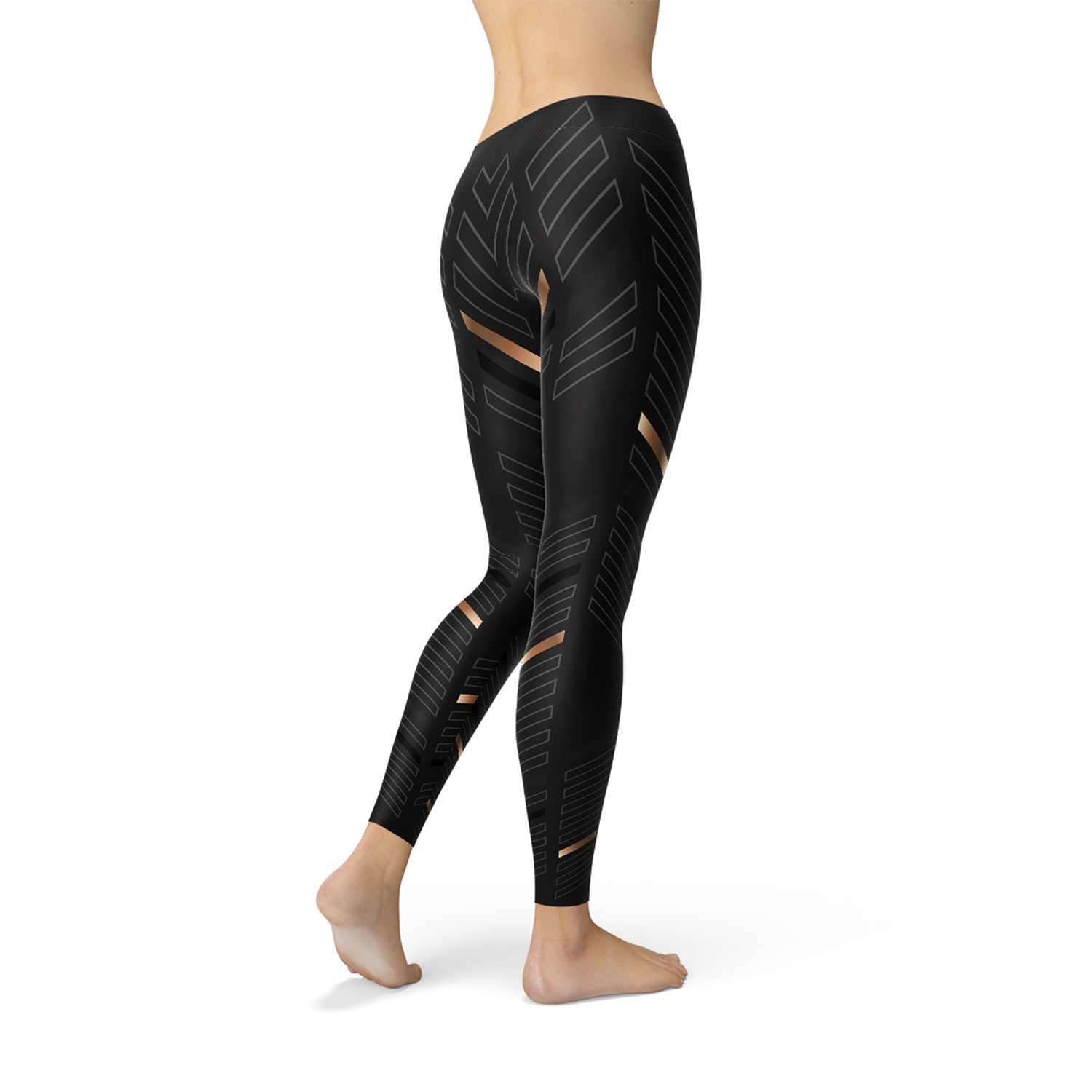 Womens Sports Stripes Black Leggings-Everyone's Marketplace