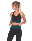 Trois Seamless Sports Bra - Black with Blue-Everyone's Marketplace