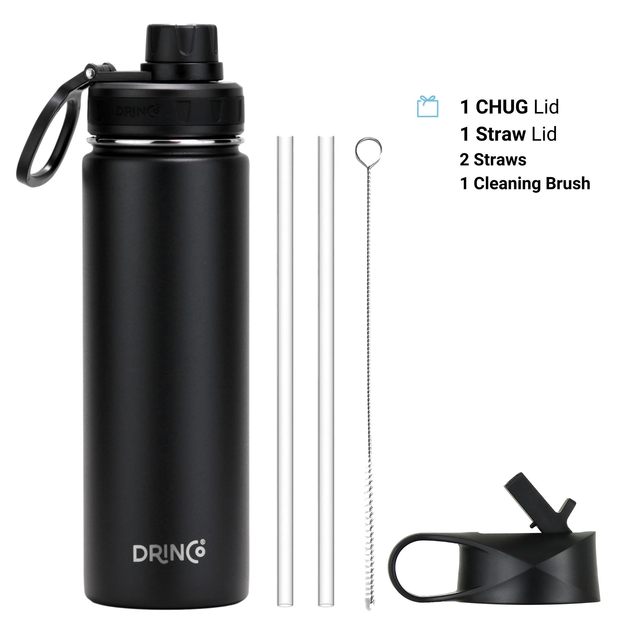 DRINCO® 22oz Stainless Steel Sport Water Bottle - Black-Everyone's Marketplace