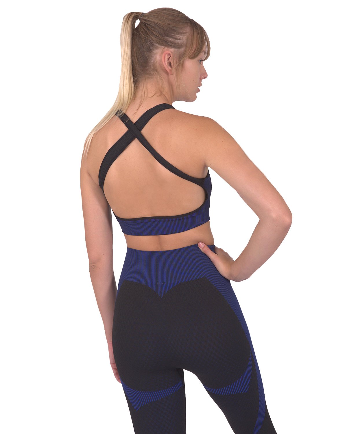 Trois Seamless Sports Bra - Black with Navy-Everyone's Marketplace