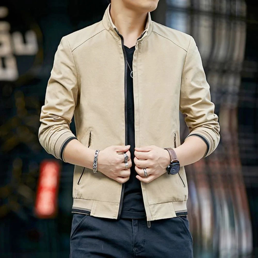 Mens Stand Collar Zipped Up Jacket-Everyone's Marketplace