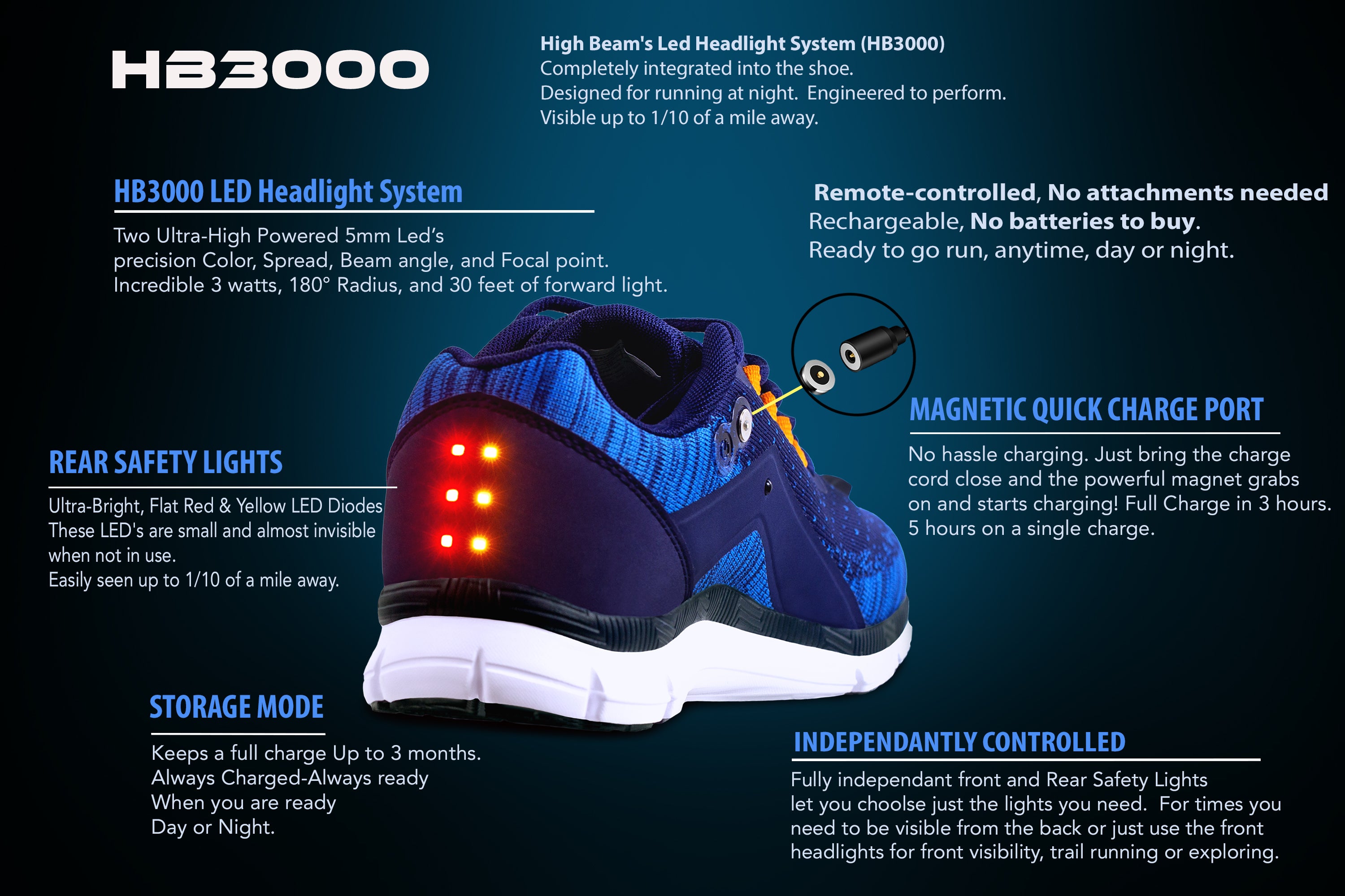 Men's Night Runner Shoes With Built-in Safety Lights-Everyone's Marketplace