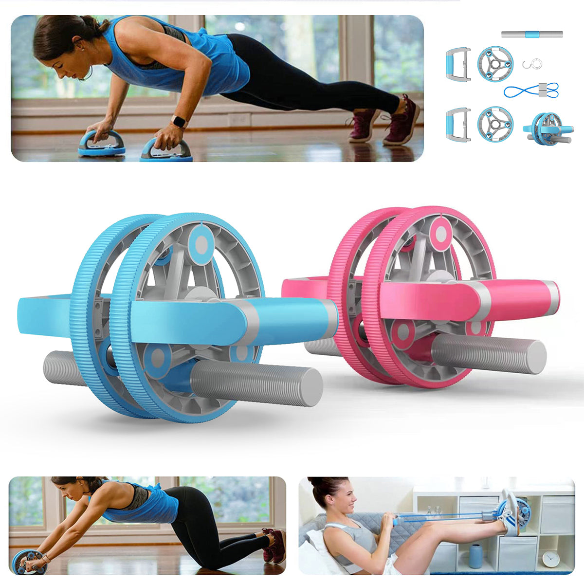 Multifunctional Abdominal Wheel Pull Strap Gym Fitness Training Set-Everyone's Marketplace