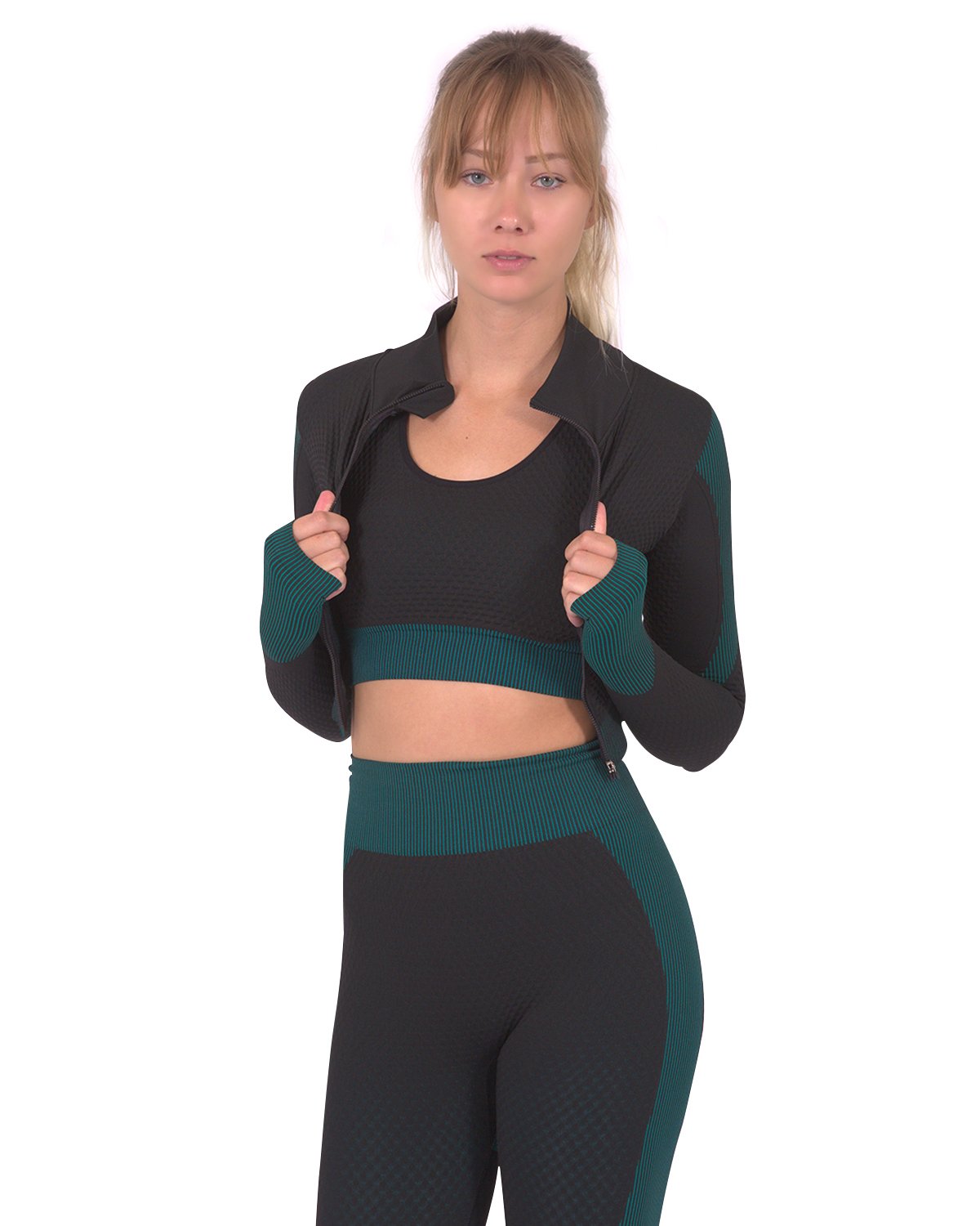 Trois Seamless Sports Jacket - Black with Blue-Everyone's Marketplace