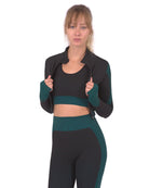 Trois Seamless Sports Jacket - Black with Blue-Everyone's Marketplace