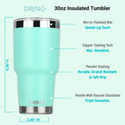 DRINCO® 30oz Insulated Tumbler Spill Proof Lid w/2 Straws (Teal)-Everyone's Marketplace