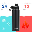 DRINCO® 22oz Stainless Steel Sport Water Bottle - Black-Everyone's Marketplace