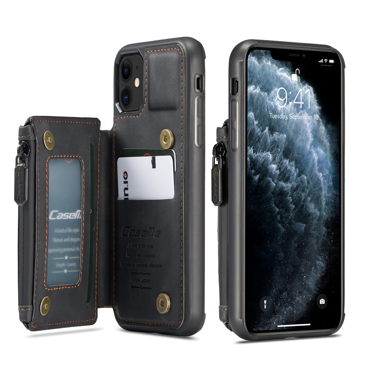 Leather Case Card Slots Zipper Wallet Phone Case for Iphone-Everyone's Marketplace