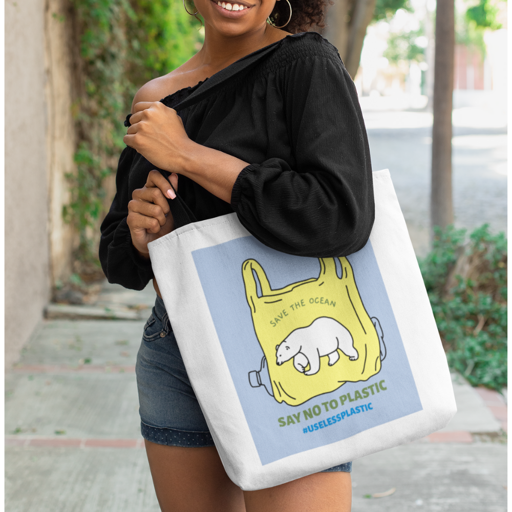 Save Earth Polar Bear Edition Shopper Tote Bag Medium-Everyone's Marketplace