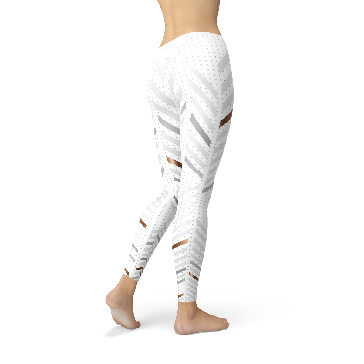 Womens White Stripes Leggings-Everyone's Marketplace