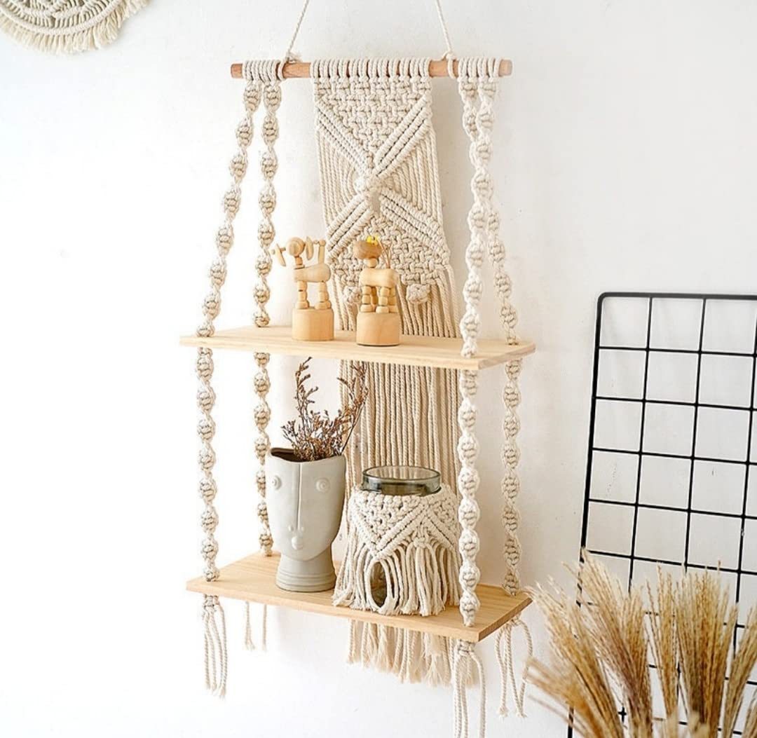 Macrame Wall Hanging Shelf Cotton Cream-Everyone's Marketplace