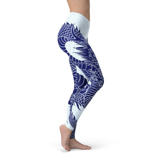 Womens Japanese Dragon Leggings-Everyone's Marketplace